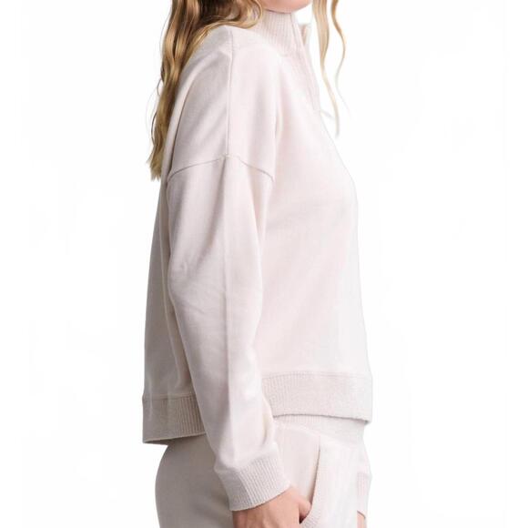 NEW BAREFOOT DREAMS brushed fleece with cozychic ultra lite rib half zip pullove - Picture 3 of 4